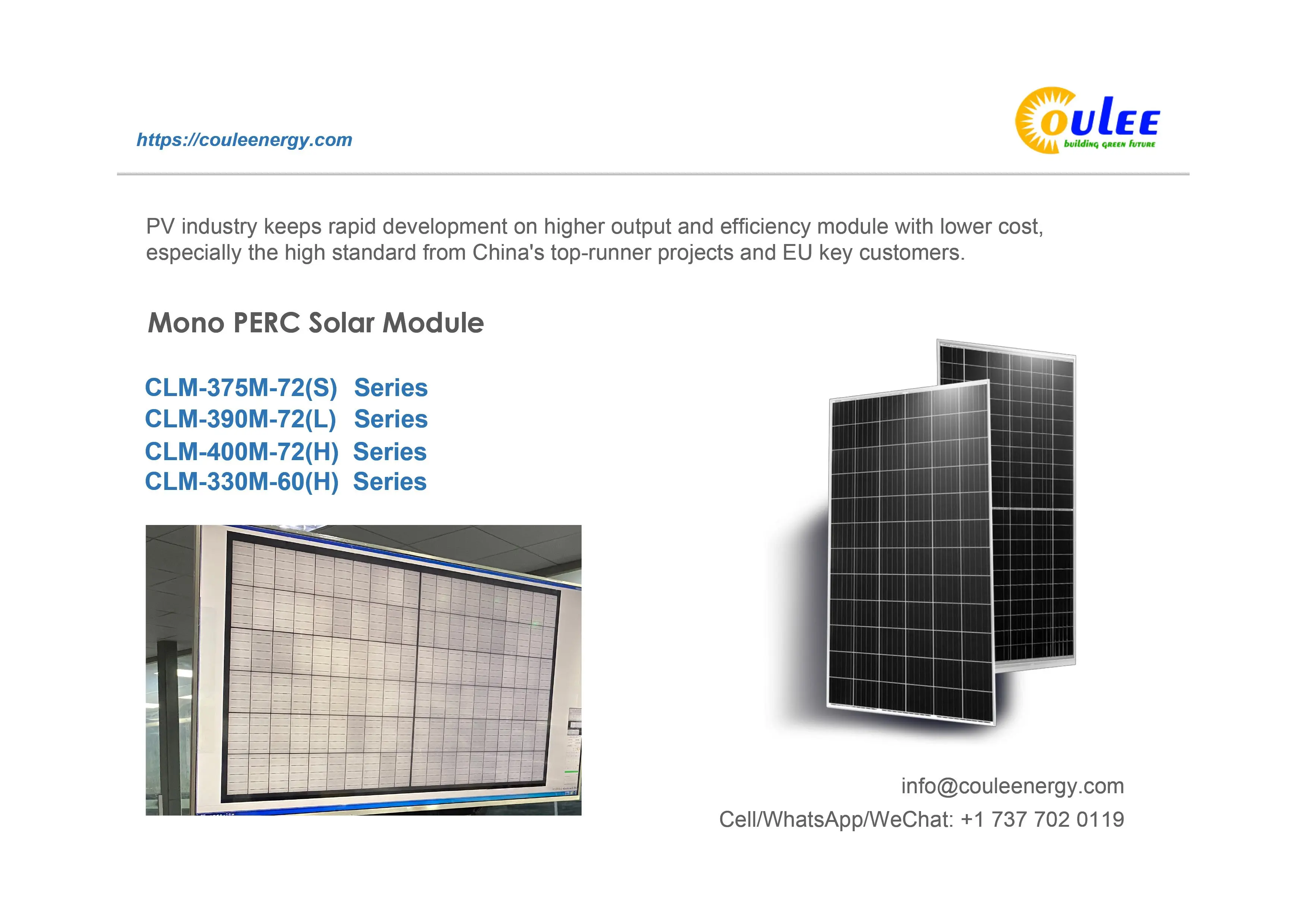 Avantages du guépard JinkoSolar Panneau solaire à cellules divisées 330 W, 400 Wc