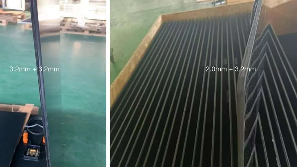 double glass solar panel thickness 3.2mm vs 2.0mm solar glass comparison