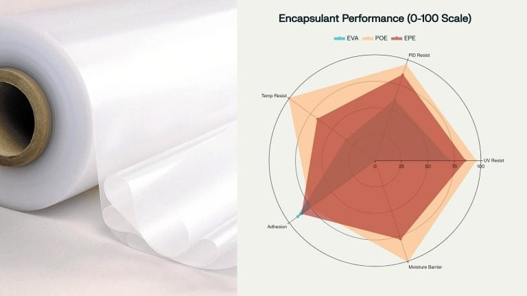 Mesures comparatives des performances des encapsulants EPE, EVA et POE pour panneaux solaires à contact arrière