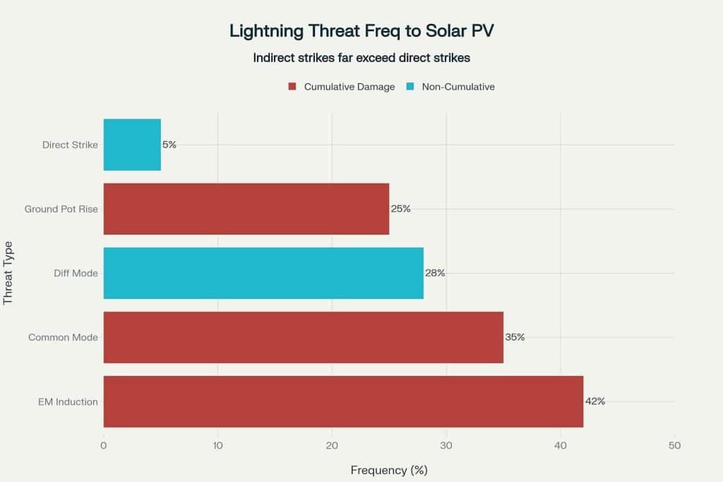 Frequency of Different Lightning Threats to Solar PV Systems - Indirect Strikes Dominate