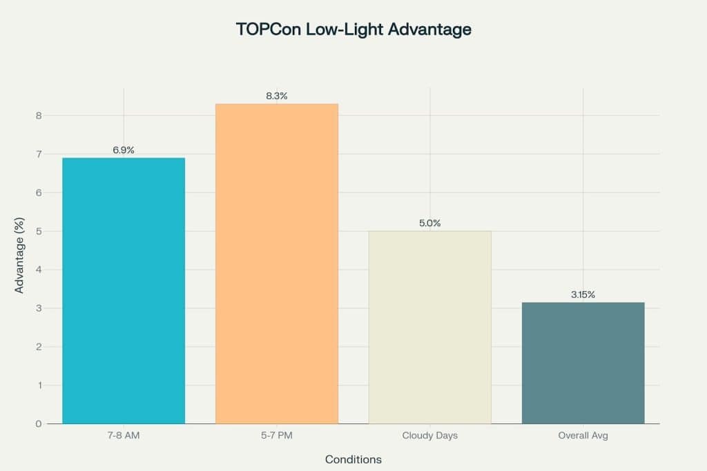 TOPCon technology demonstrates superior low-light performance 