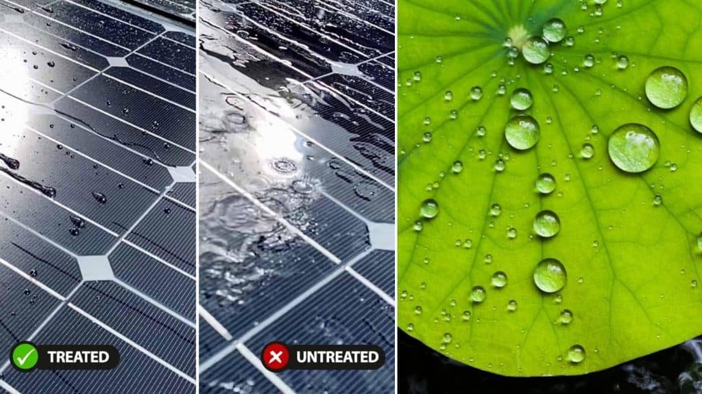 تكوّن حبيبات الماء على سطح الألواح الشمسية، طلاءات محاكاة حيوية بتأثير اللوتس