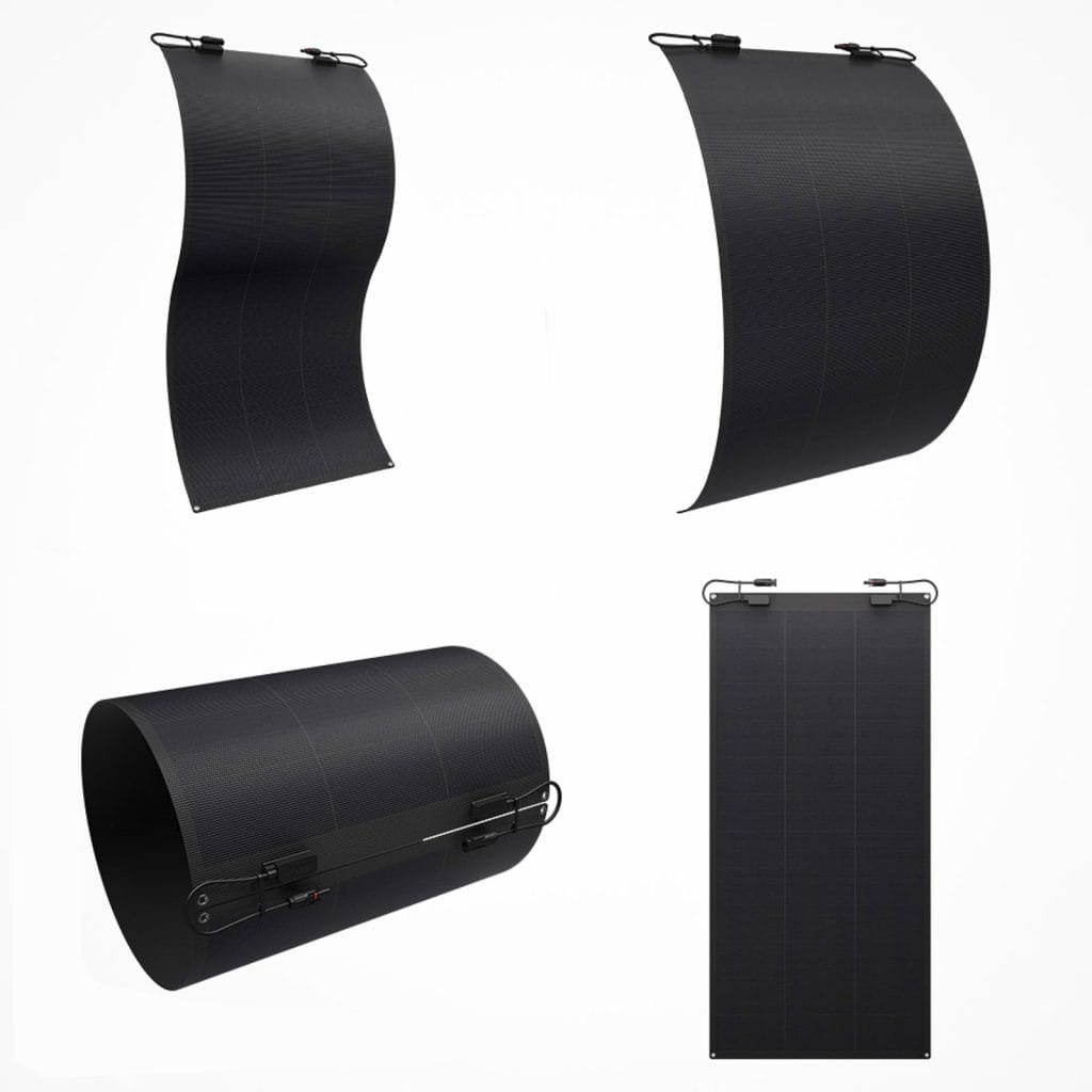 لوحة شمسية مرنة HPBC بقوة 150 واط باللون الأسود بالكامل - خفيفة الوزن وقابلة للانحناء
