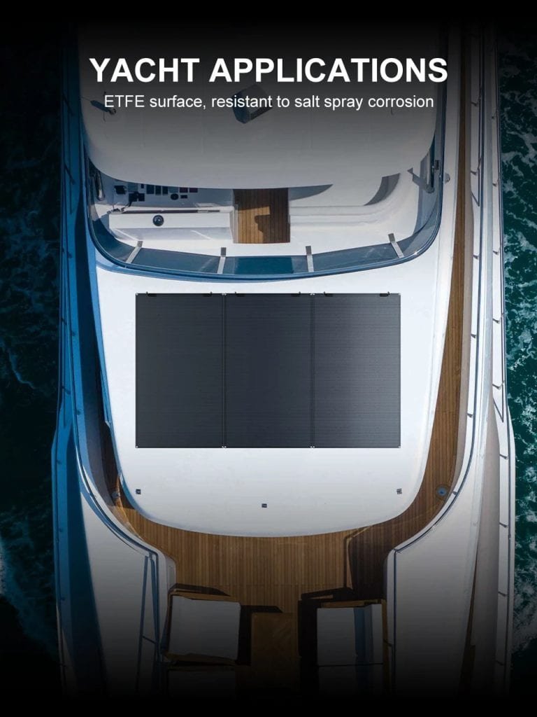 Custom flexible panels can integrate seamlessly with yacht aesthetics