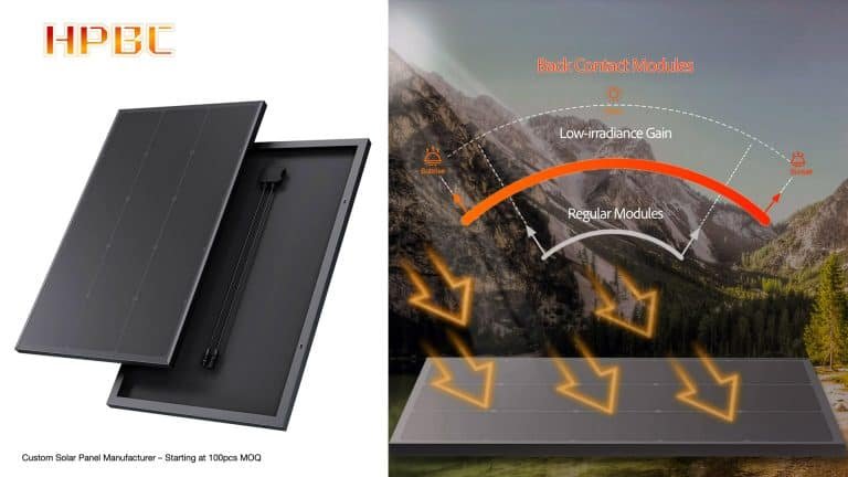 Paneles solares HPBC al por mayor diseñados para proyectos únicos y producciones con MOQ bajo