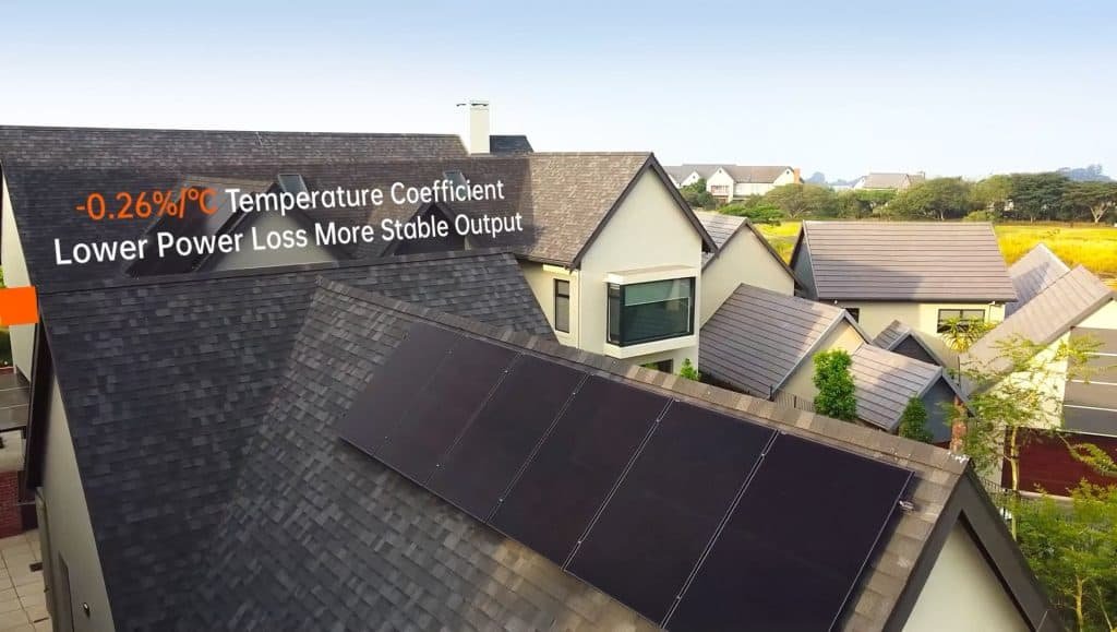 all back contact black on black solar panels with temperature coefficient explained -0.26