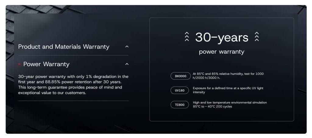 Гарантия сроком на 30 лет распространяется как на качество продукции, так и на выходную мощность.,