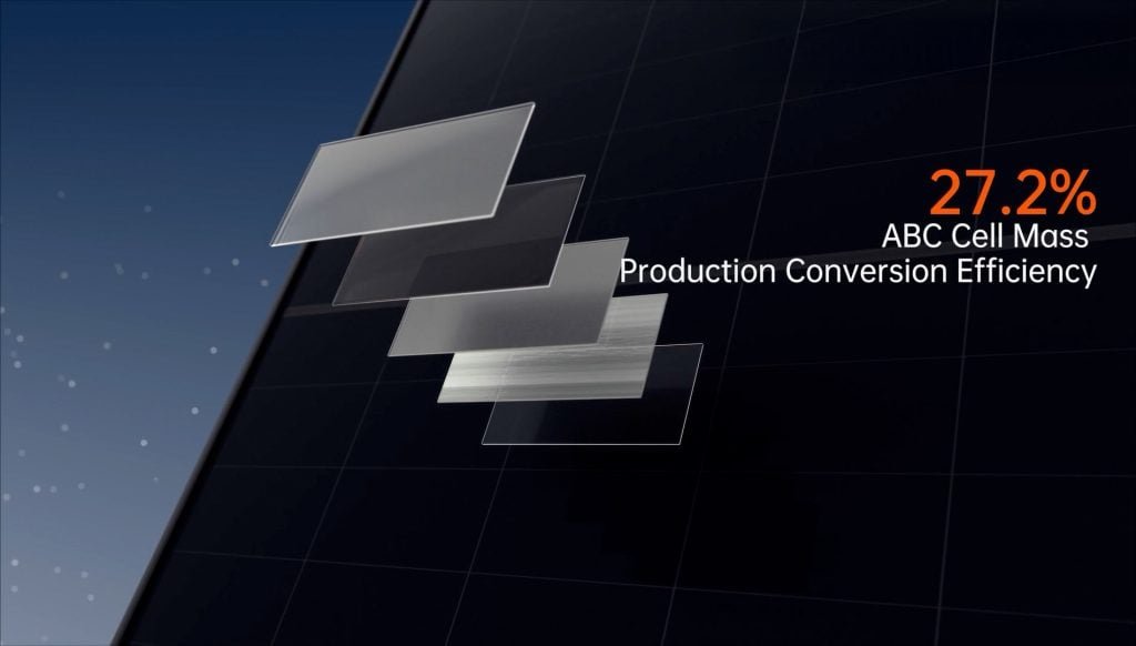 mass production cell efficiency abc solar panels