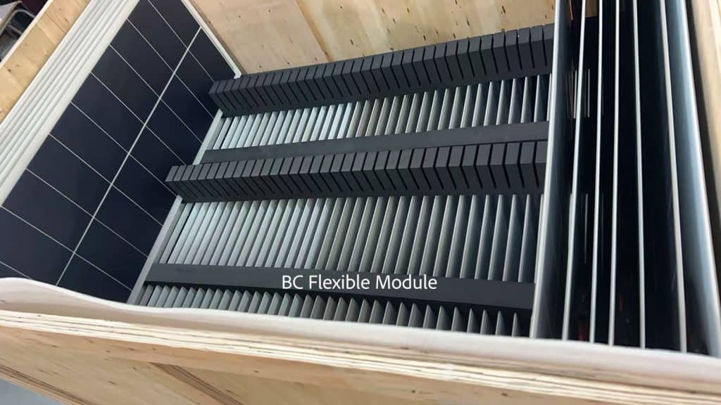 back contact lightweight etfe flexible solar modules packed inside plywood crates