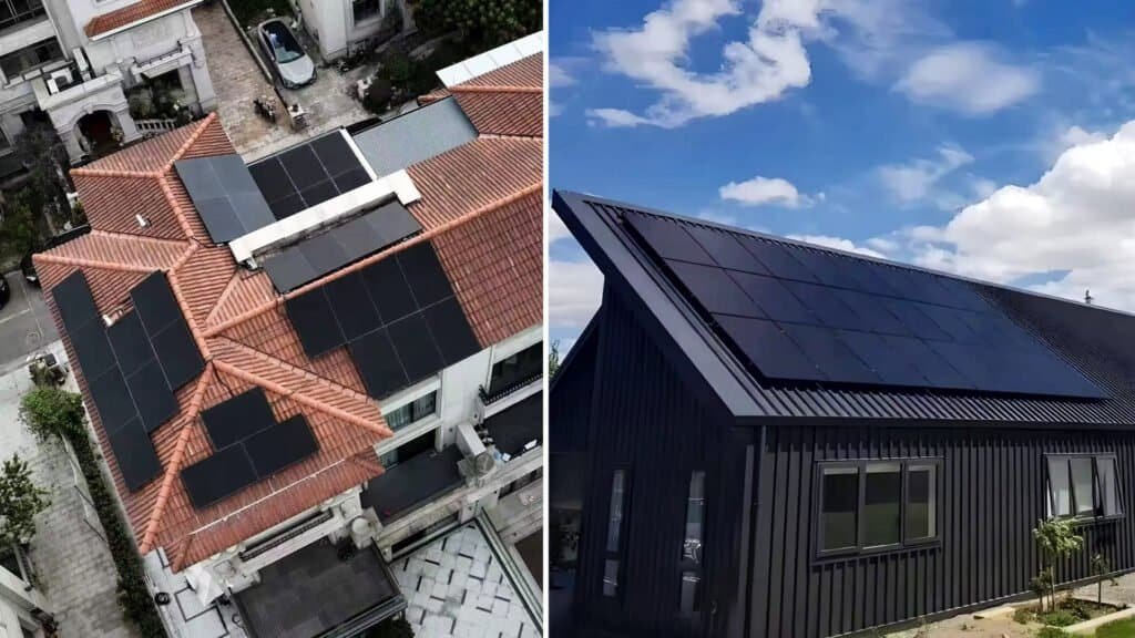 Panneaux solaires résidentiels haut de gamme, design entièrement noir avec technologie de contact arrière